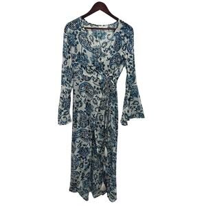 DEBBIE KATZ SOUTH BEACH Wrap Cover Up Dress Cotton Size L Resort Wear